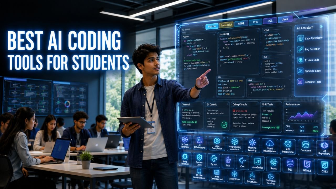 Best AI Coding Tools for Students using AI programming assistants to write, debug, and learn code.