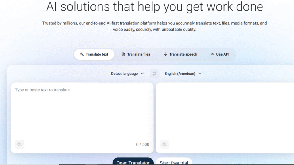 DeepL translation interface showing text and document translation for an academic passage