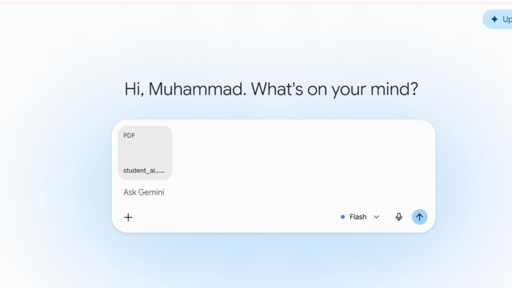 Google Gemini analyzing a PDF document and answering questions about its contents