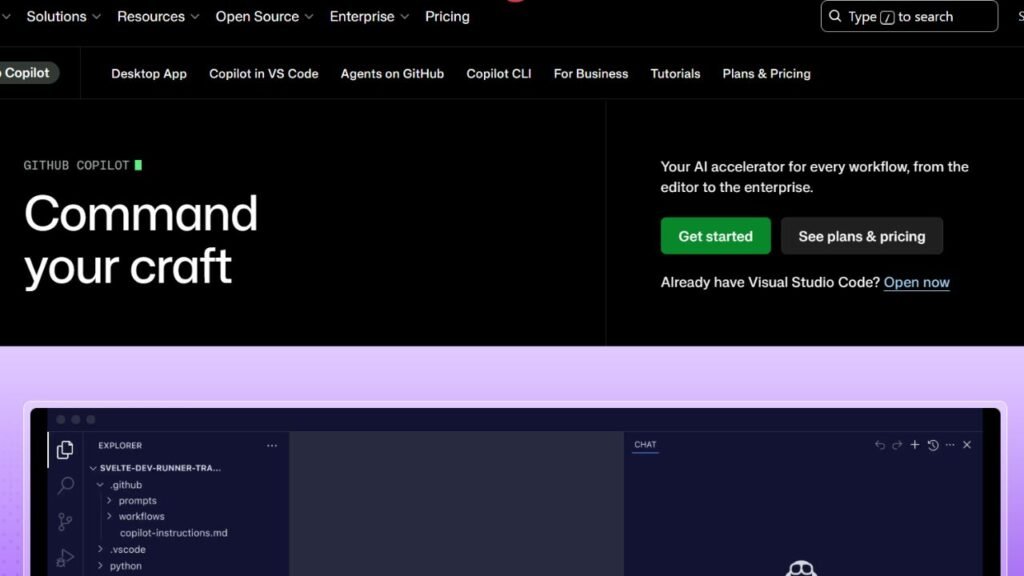 GitHub Copilot interface showing AI code completion in Visual Studio Code