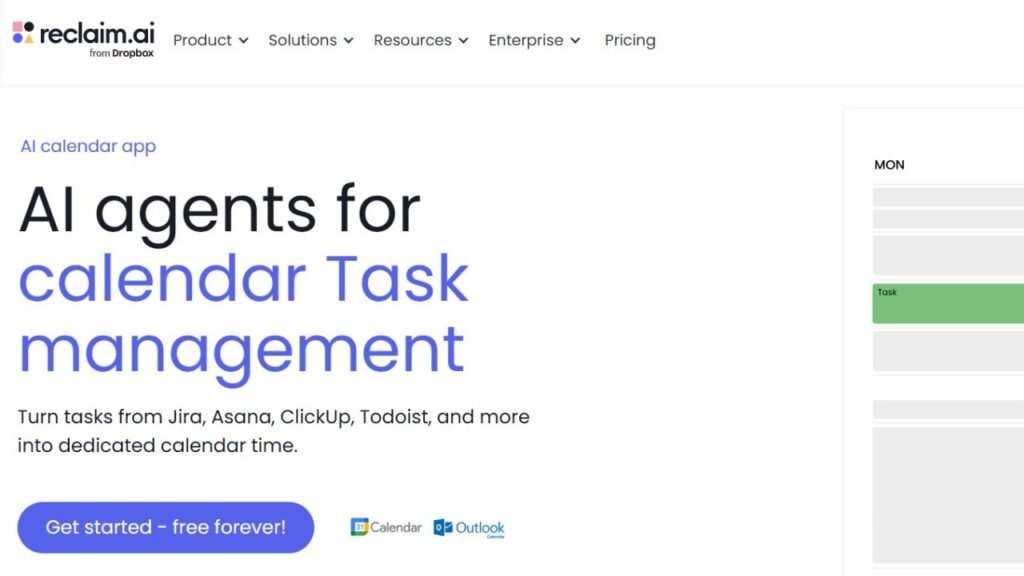 Reclaim AI smart calendar automatically scheduling study sessions and academic tasks