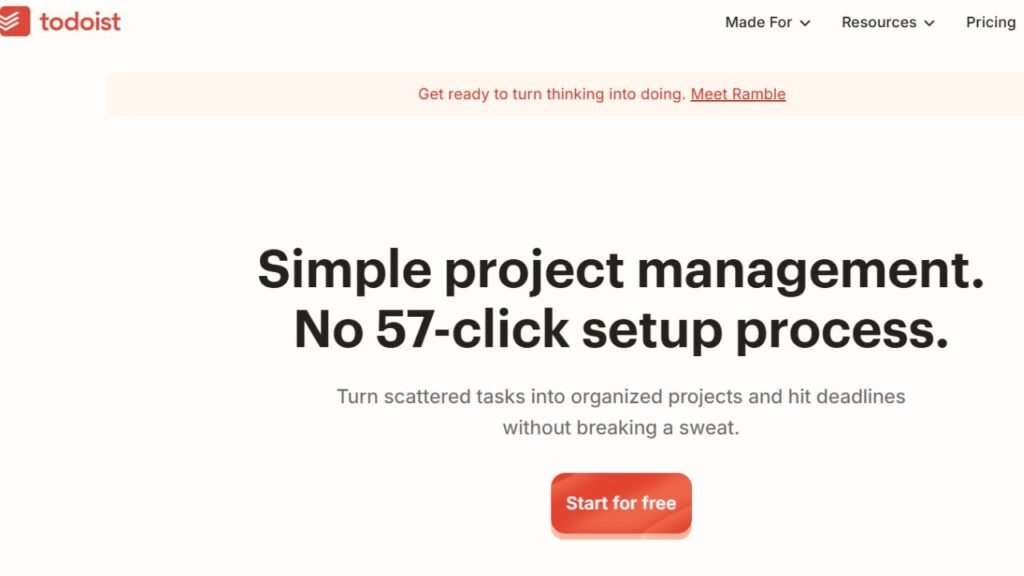 Todoist task management app showing a student study schedule and assignment planner