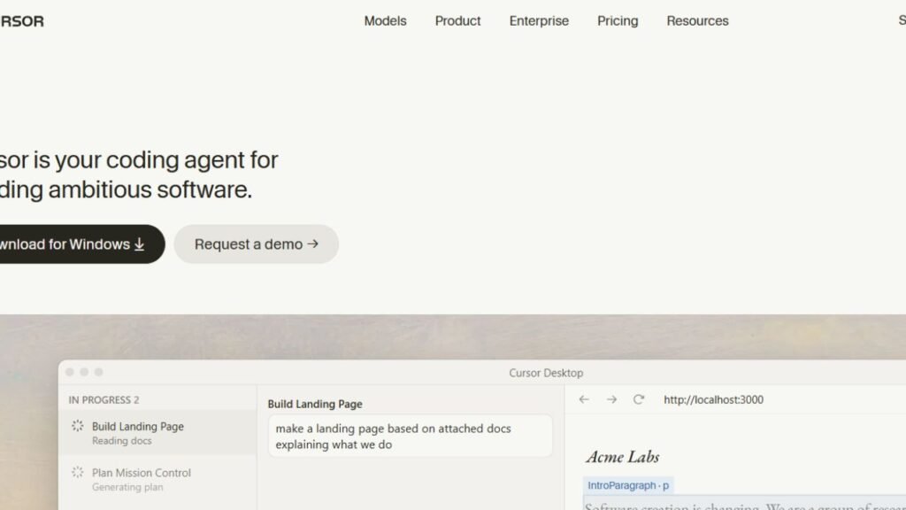 Cursor AI code editor interface for students writing and debugging code